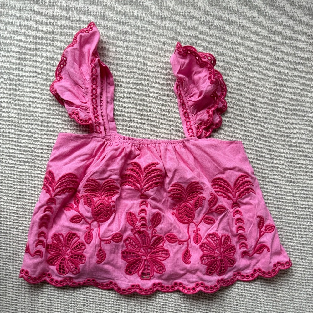 Pink Embroidered Women's Tank Top